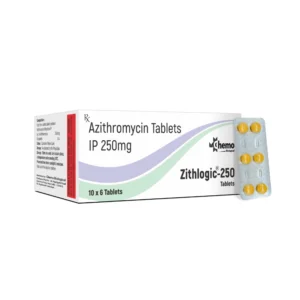 Zithlogic-250 Tablets contain Azithromycin IP 250 mg and are manufactured under stringent pharmaceutical standards for reliable antibacterial therapy.