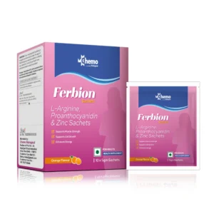 Ferbion Sachets with L-Arginine, Proanthocyanidin and Zinc provide advanced nutritional support for women's health, wellness, and daily nutrition.