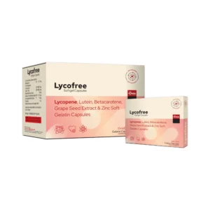 Lycofree Softgel Capsules with Lycopene, Lutein, Betacarotene, Grape Seed Extract and Zinc provide antioxidant and nutritional wellness support.